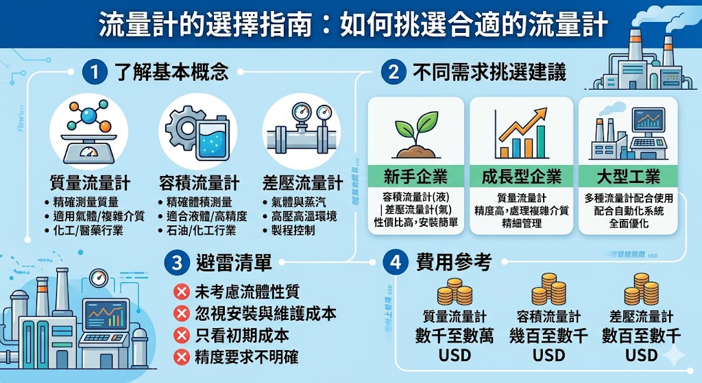 在現代工業中,流量計的應用廣泛,涵蓋了化工、石油、食品加工、製藥等多個領域。選擇合適的流量計能有效提高生產效率並降低成本。根據實際需求,企業需要考慮流量計的測量精度、工作環境以及流體性質等因素。無論是質量流量計還是容積流量計,都能在不同的工藝過程中發揮關鍵作用,從而幫助企業優化生產過程和提高產品質量。